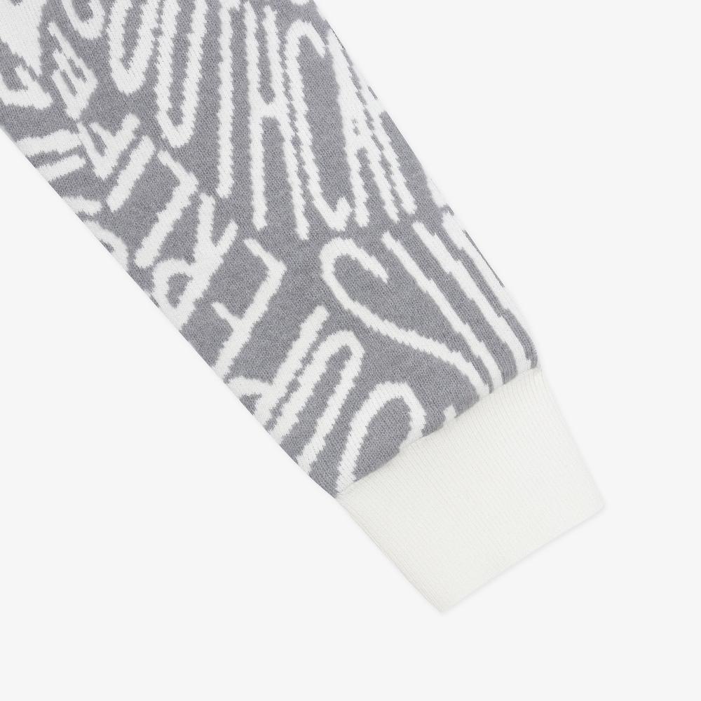 남성 로고 패턴 풀집업 니트_아이보리