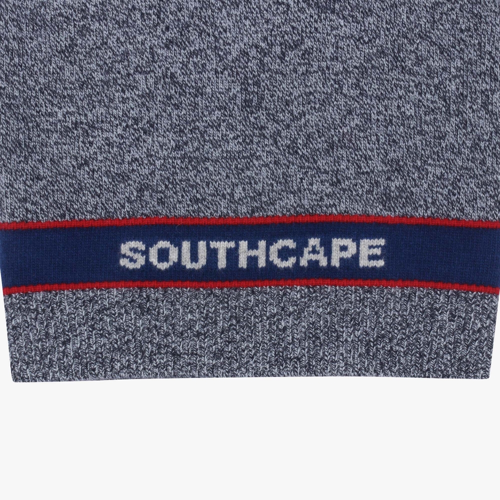 여성 로고 포인트 브이넥 니트 베스트_네이비