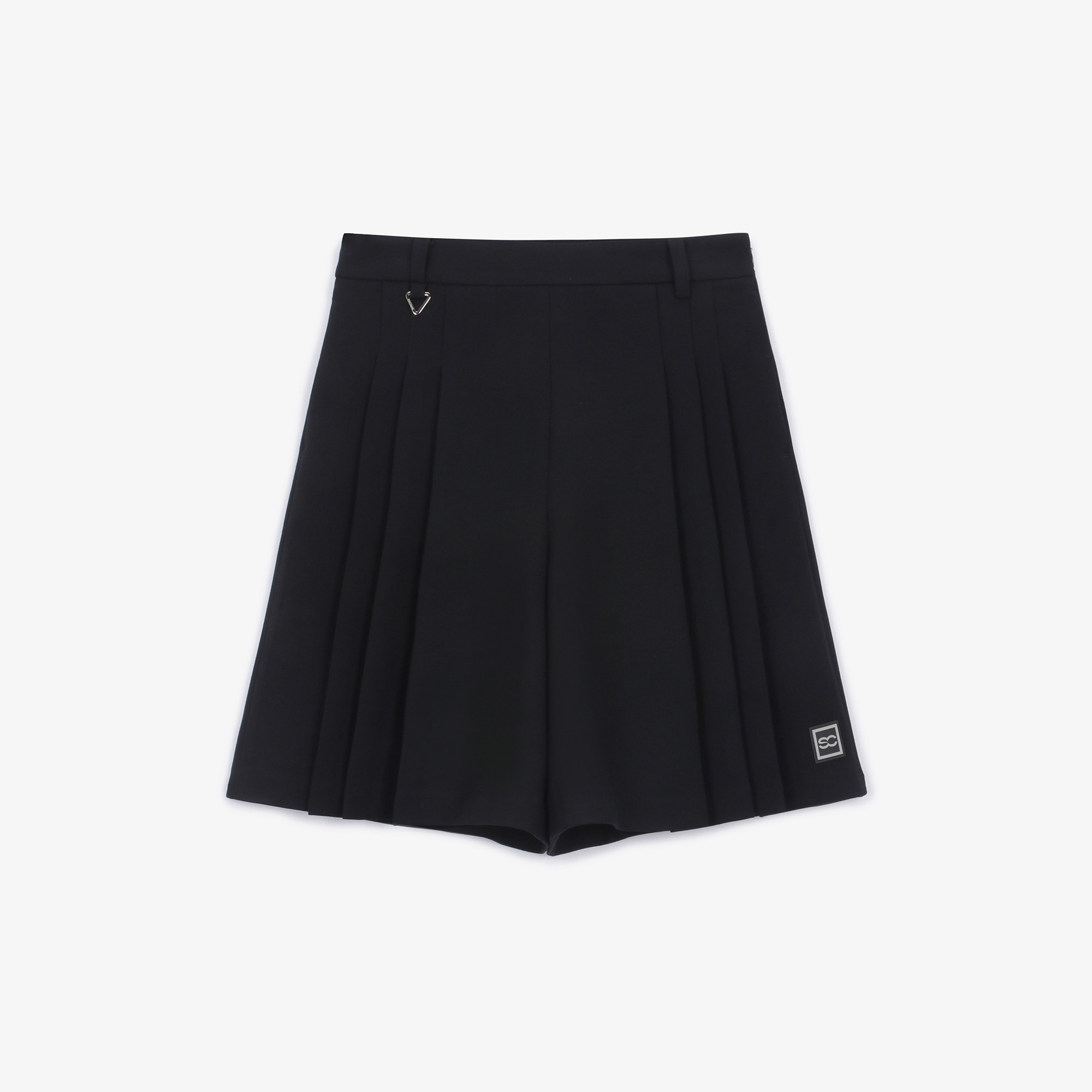 여성 긴기장 사이드 플리츠 팬츠_블랙