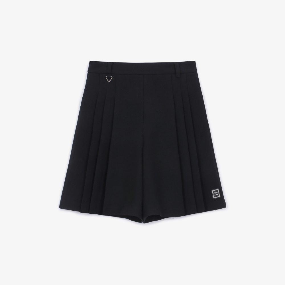 여성 긴기장 사이드 플리츠 팬츠_블랙