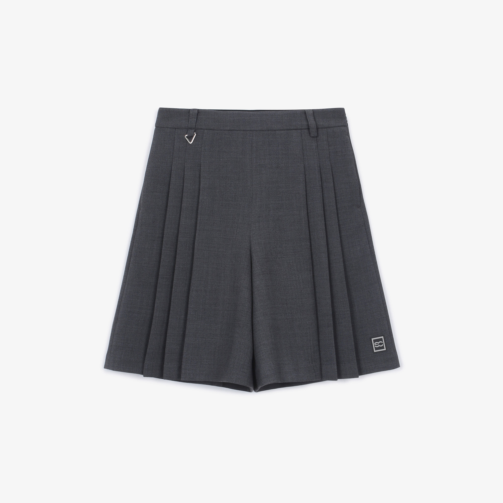 여성 긴기장 사이드 플리츠 팬츠_그레이