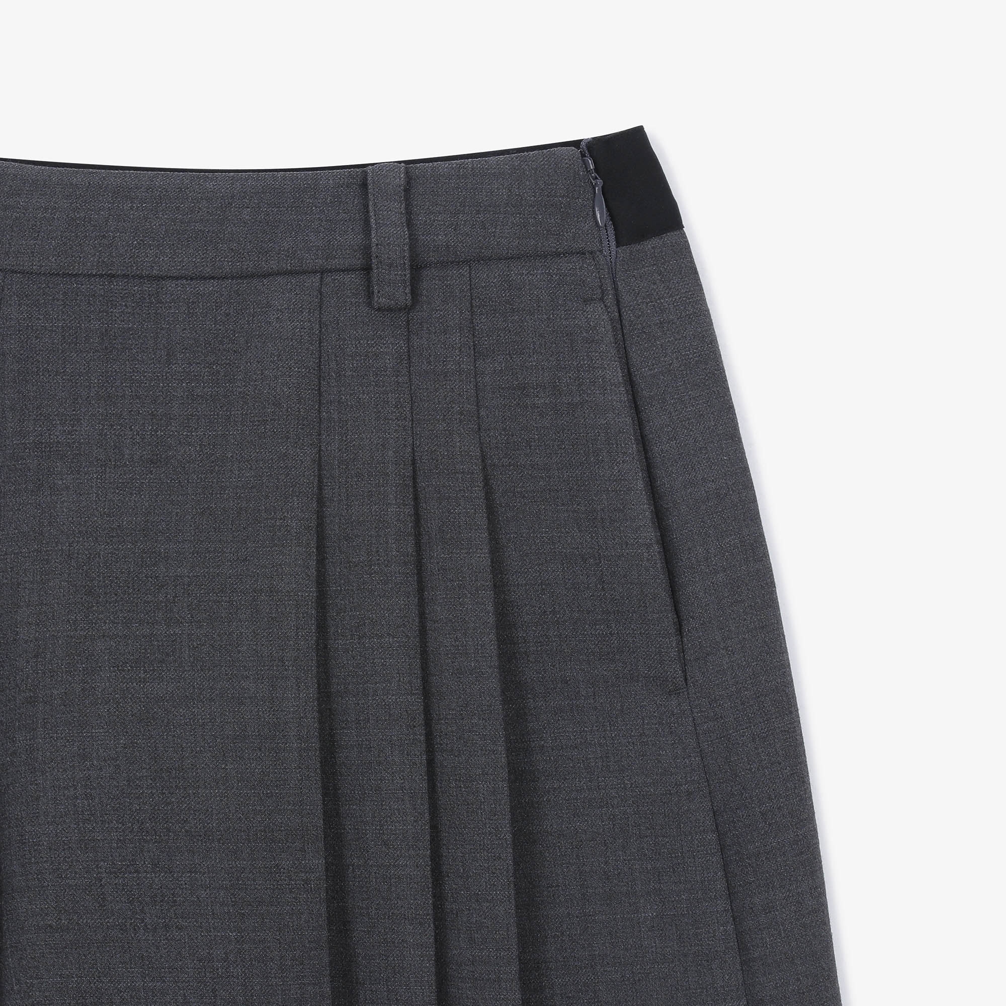 여성 긴기장 사이드 플리츠 팬츠_그레이