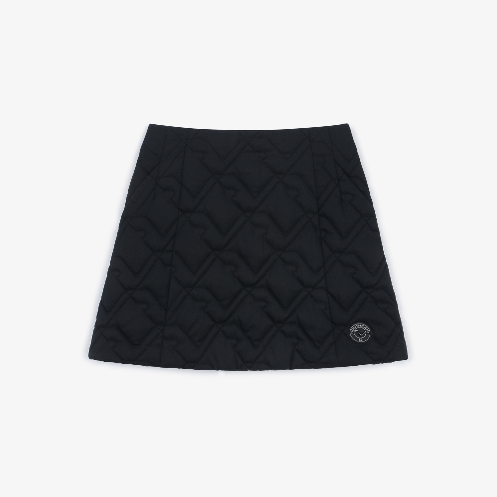 여성 볼란테 패턴 퀼팅 스커트_블랙