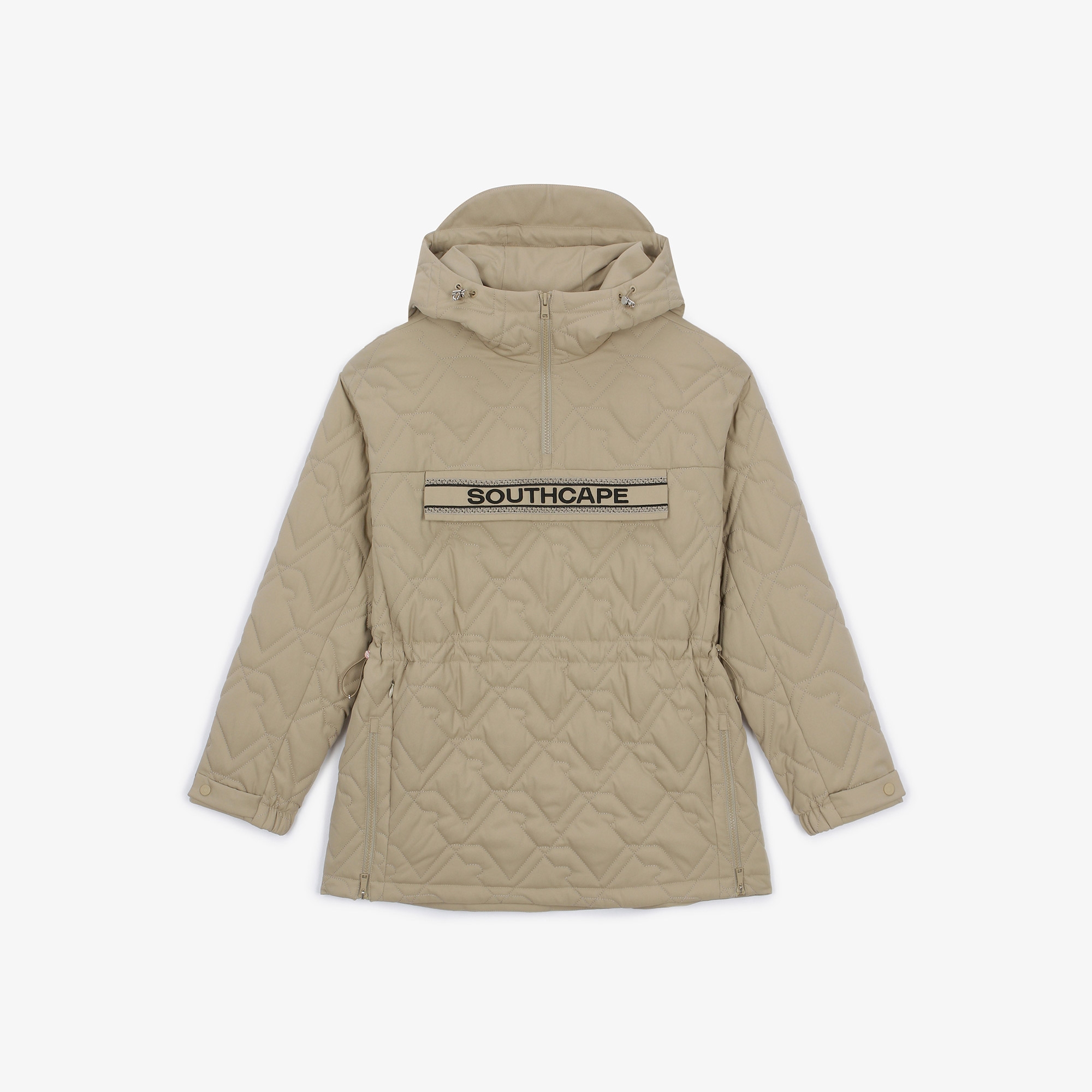 여성 볼란테 패턴 퀼팅 아노락_카키 베이지