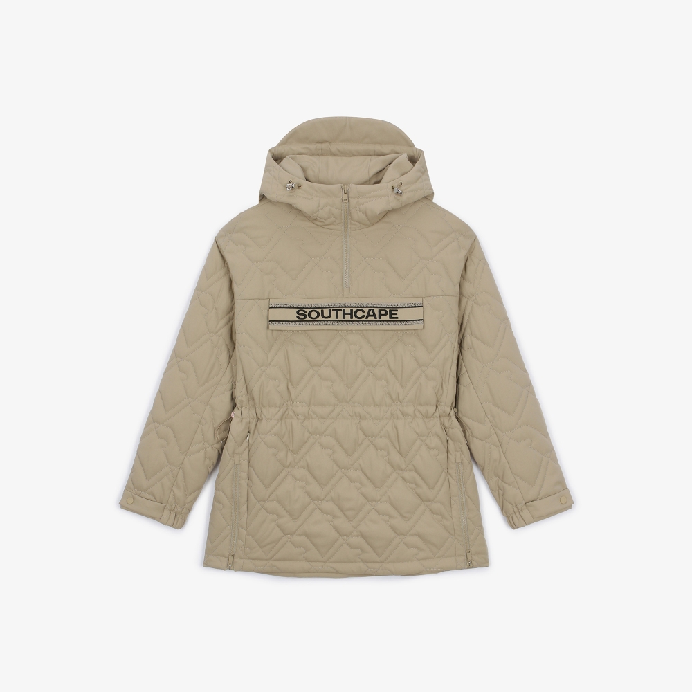 여성 볼란테 패턴 퀼팅 아노락_카키 베이지