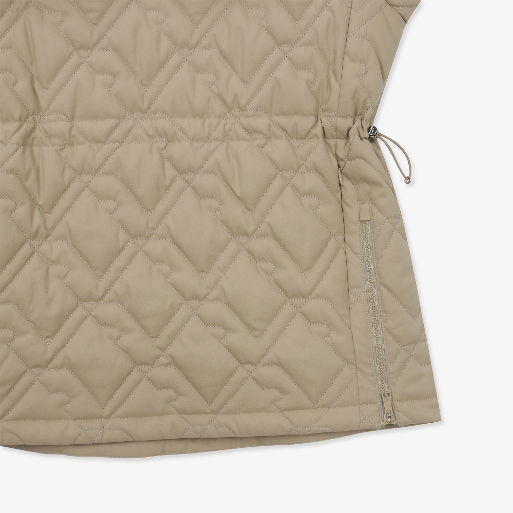 여성 볼란테 패턴 퀼팅 아노락_카키 베이지