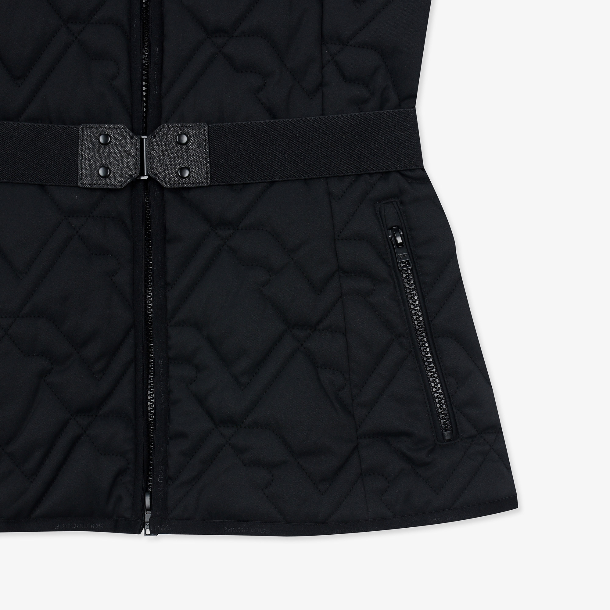 여성 볼란테 패턴 퀼팅 칼라 점퍼_블랙