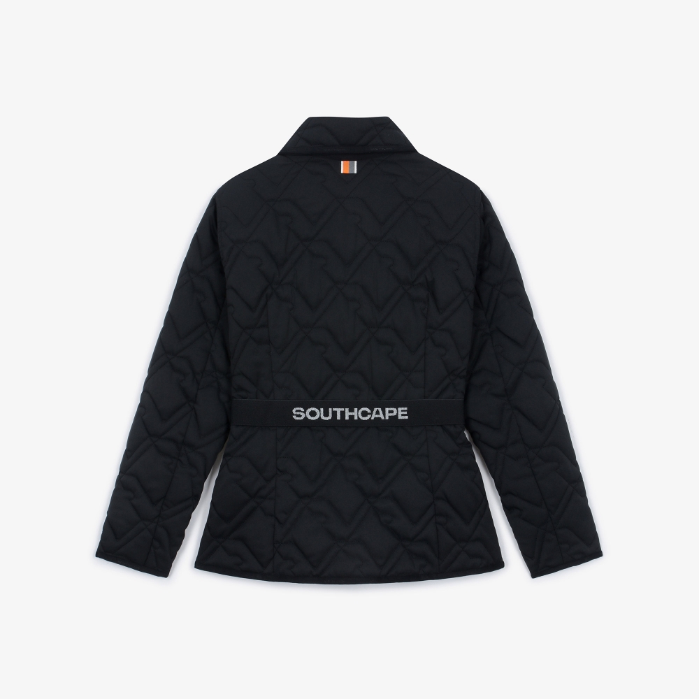 여성 볼란테 패턴 퀼팅 칼라 점퍼_블랙