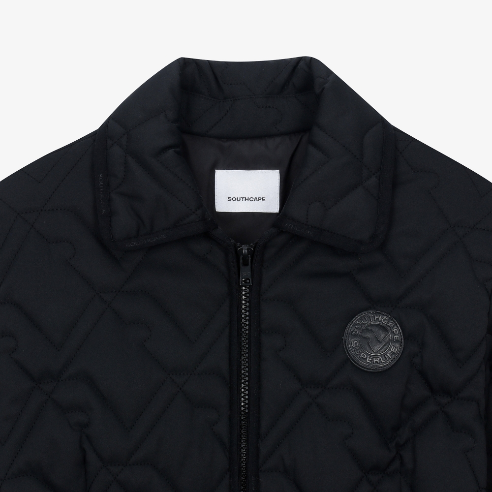 여성 볼란테 패턴 퀼팅 칼라 점퍼_블랙