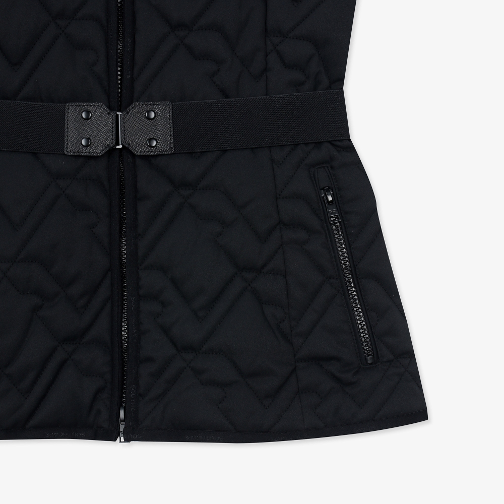 여성 볼란테 패턴 퀼팅 칼라 점퍼_블랙