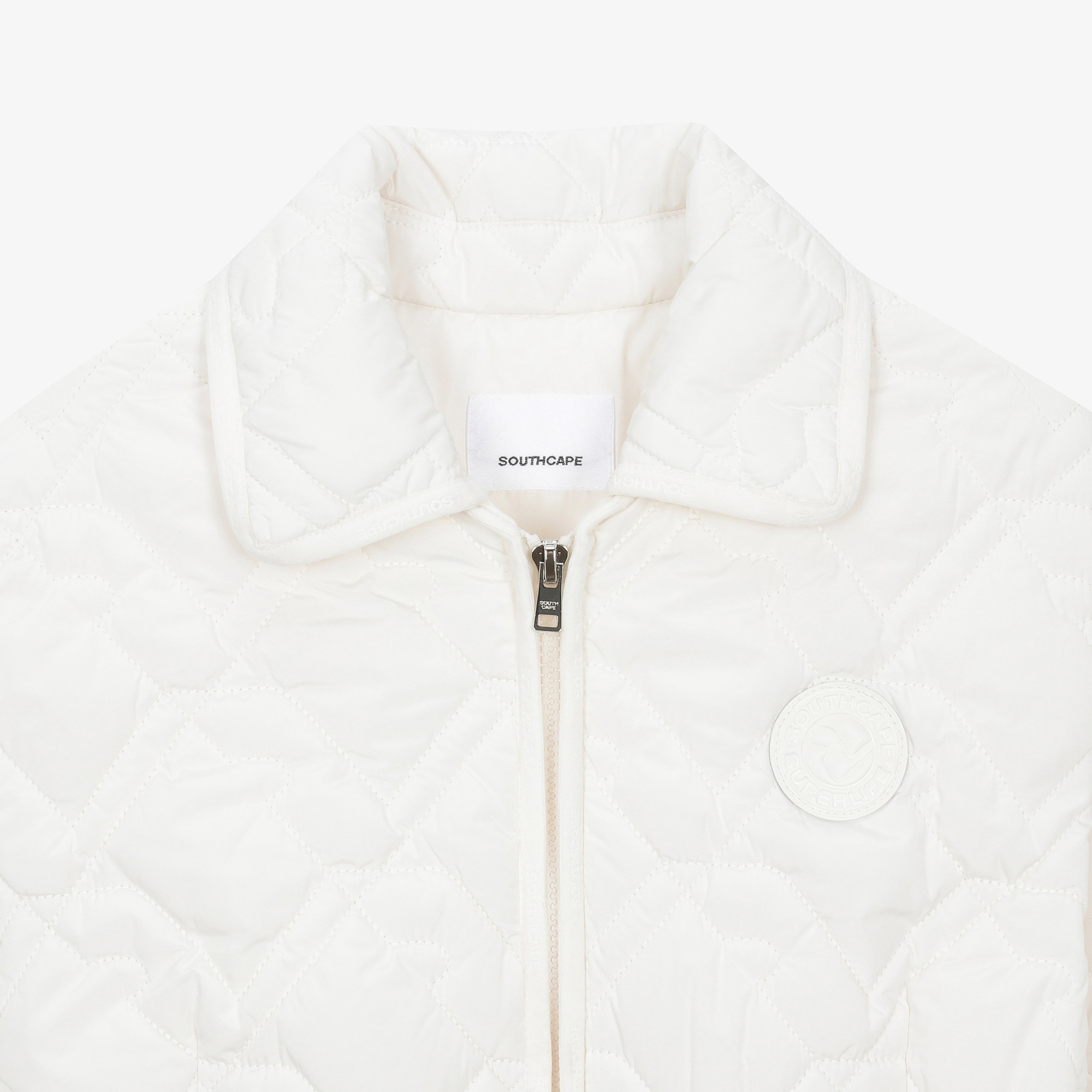 여성 볼란테 패턴 퀼팅 칼라 점퍼_아이보리