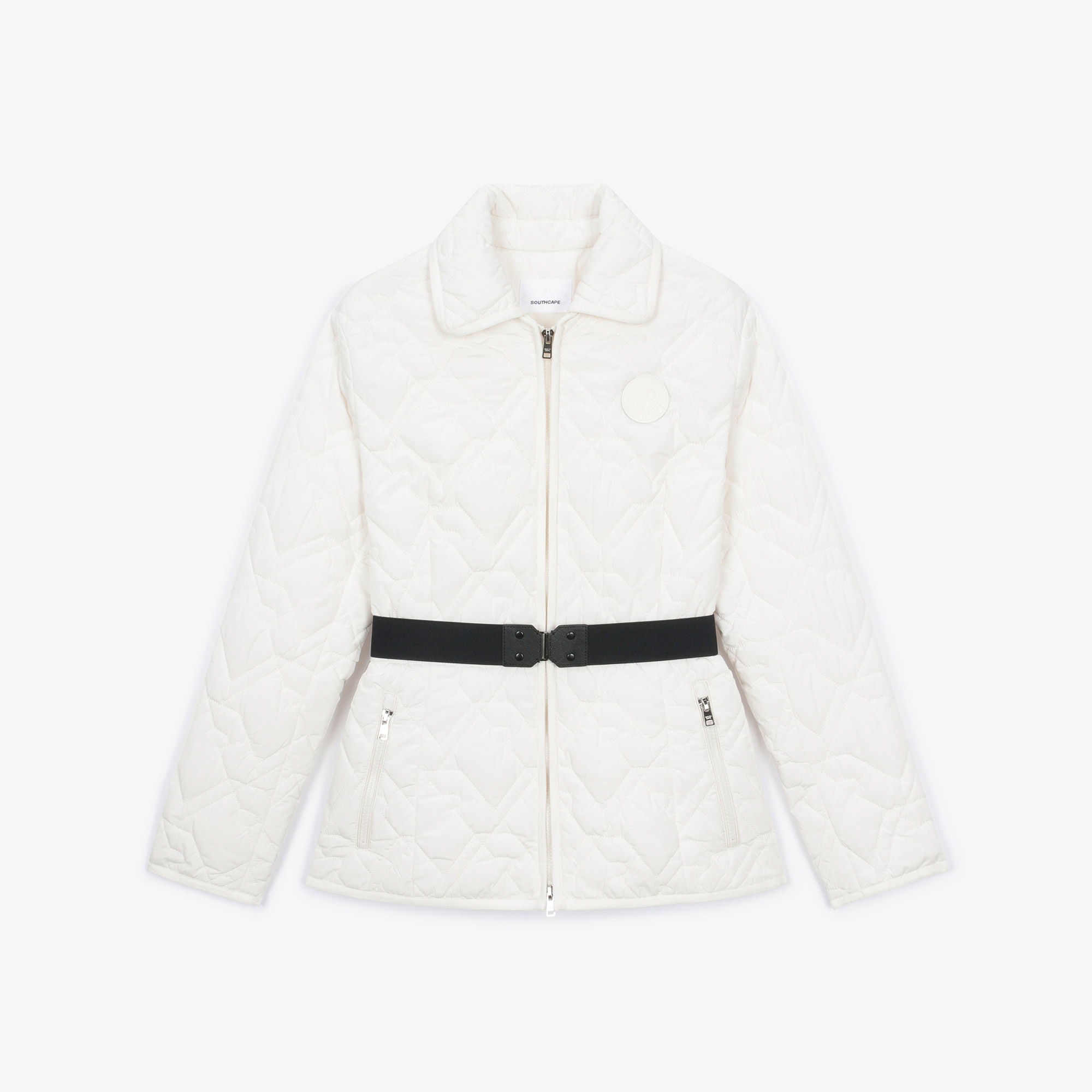 여성 볼란테 패턴 퀼팅 칼라 점퍼_아이보리