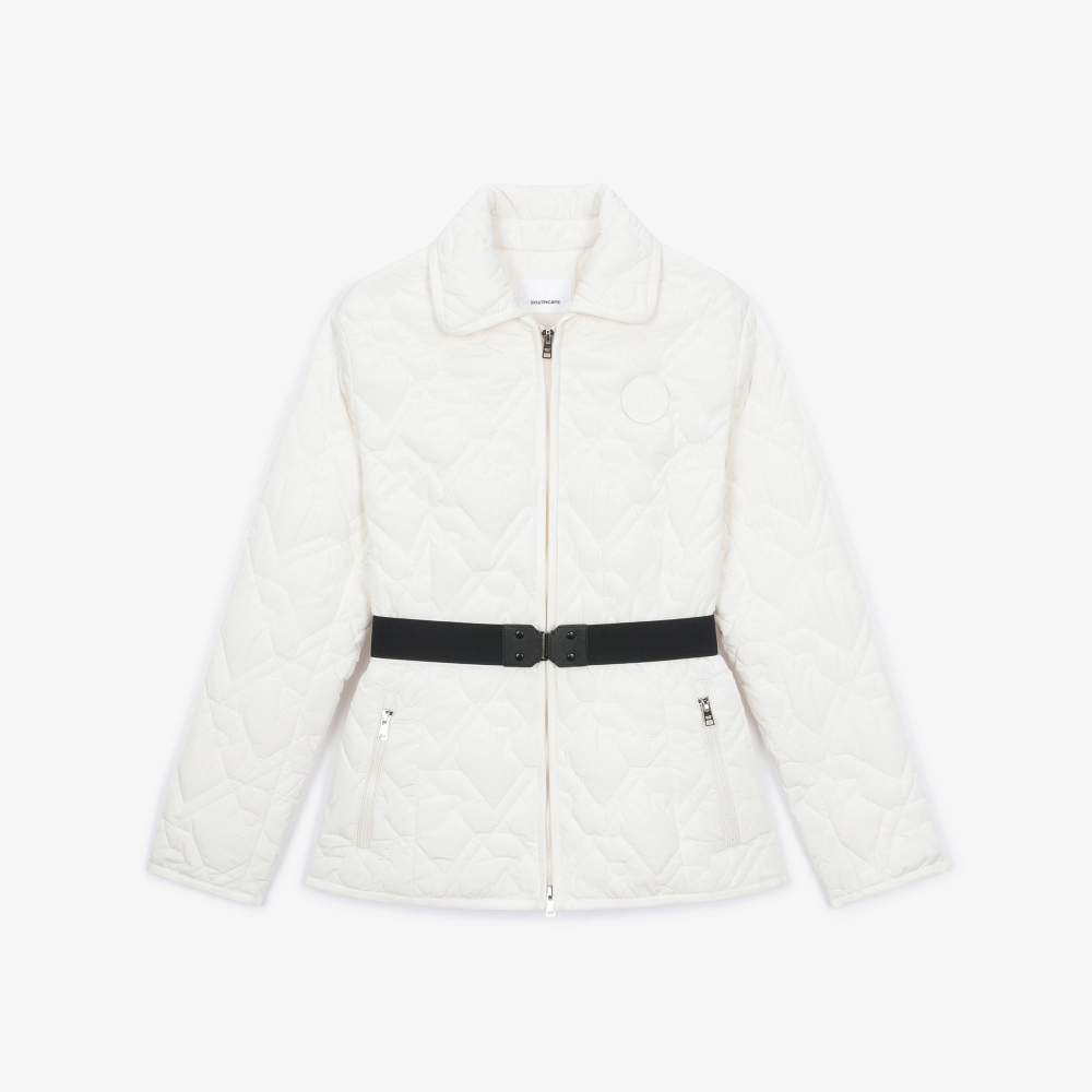 여성 볼란테 패턴 퀼팅 칼라 점퍼_아이보리