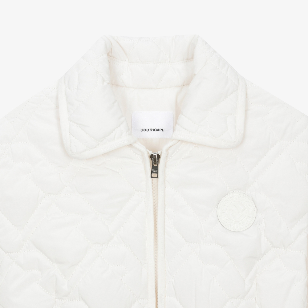 여성 볼란테 패턴 퀼팅 칼라 점퍼_아이보리