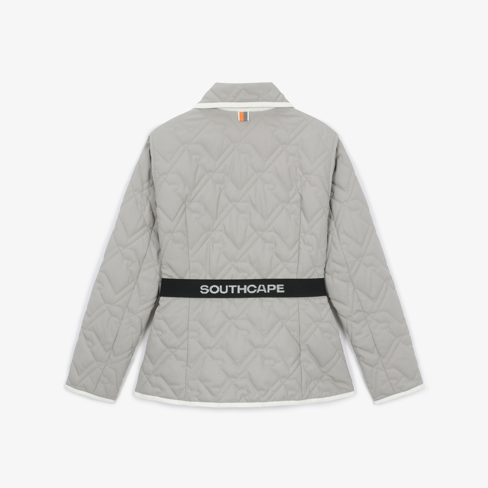 여성 볼란테 패턴 퀼팅 칼라 점퍼_세피아