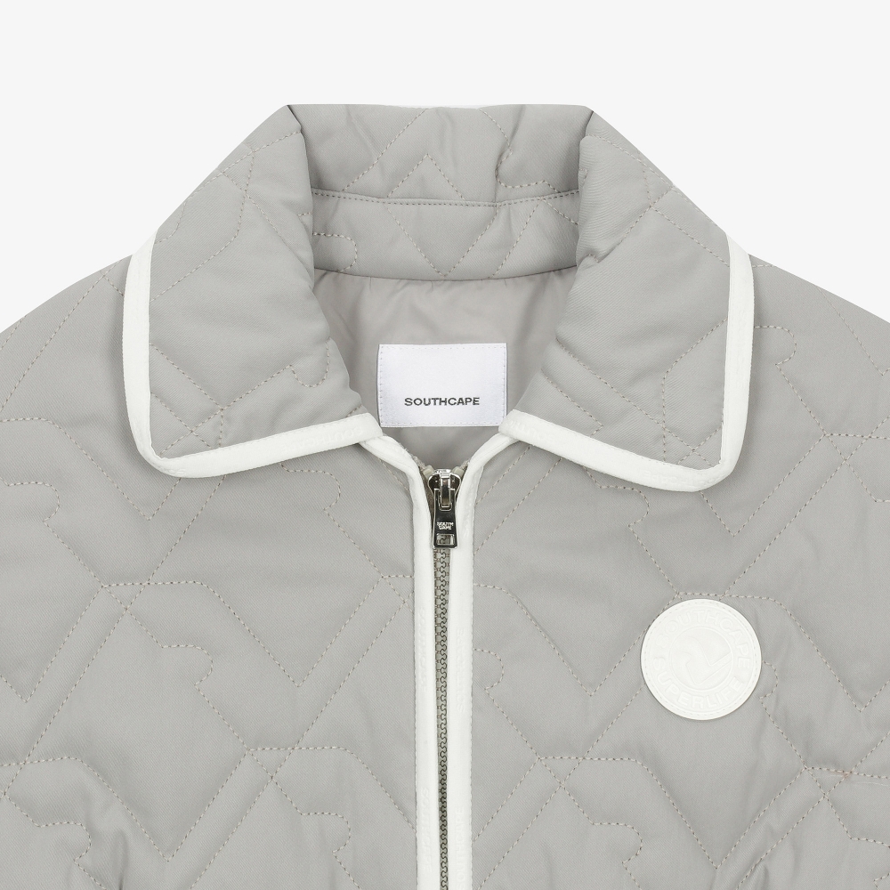 여성 볼란테 패턴 퀼팅 칼라 점퍼_세피아