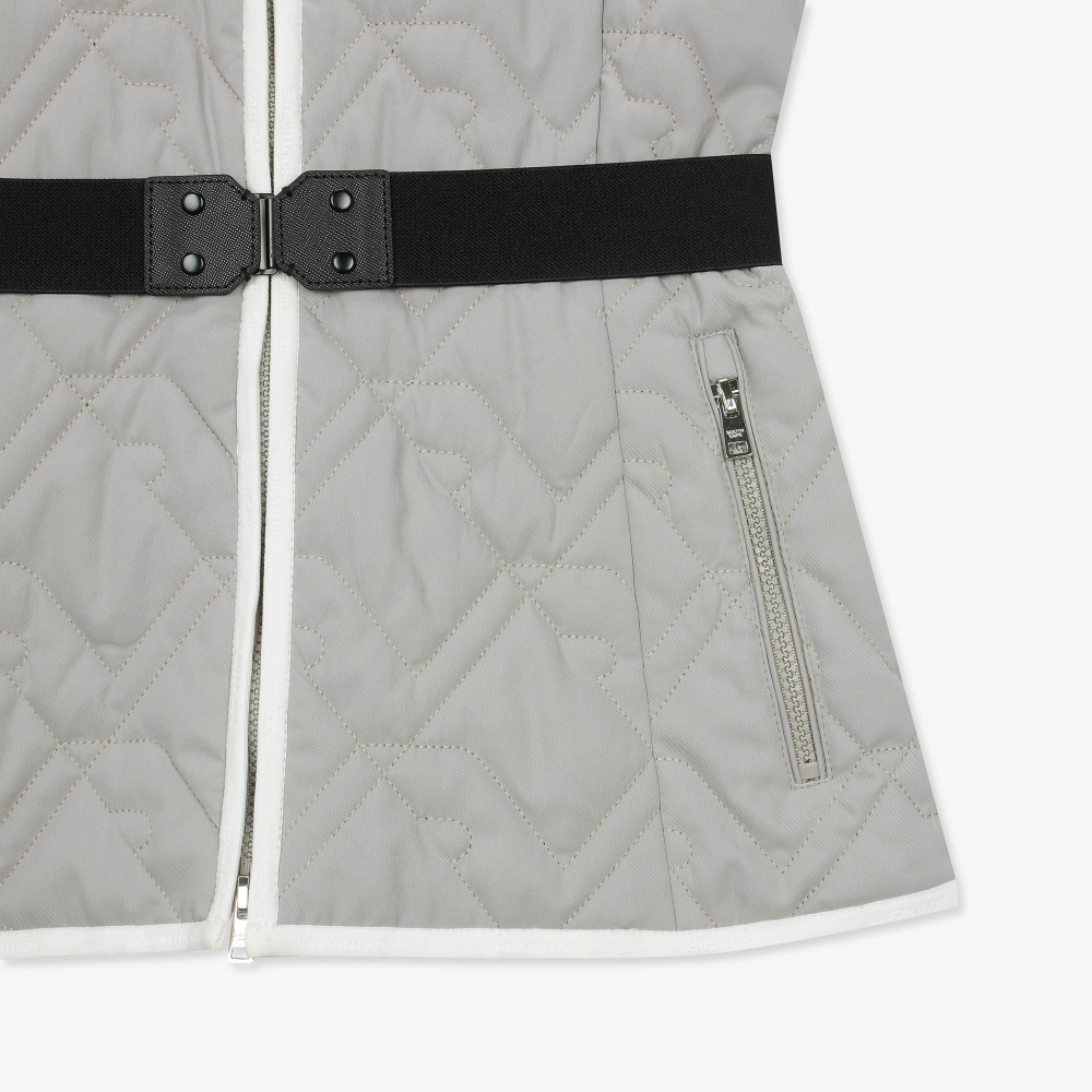 여성 볼란테 패턴 퀼팅 칼라 점퍼_세피아