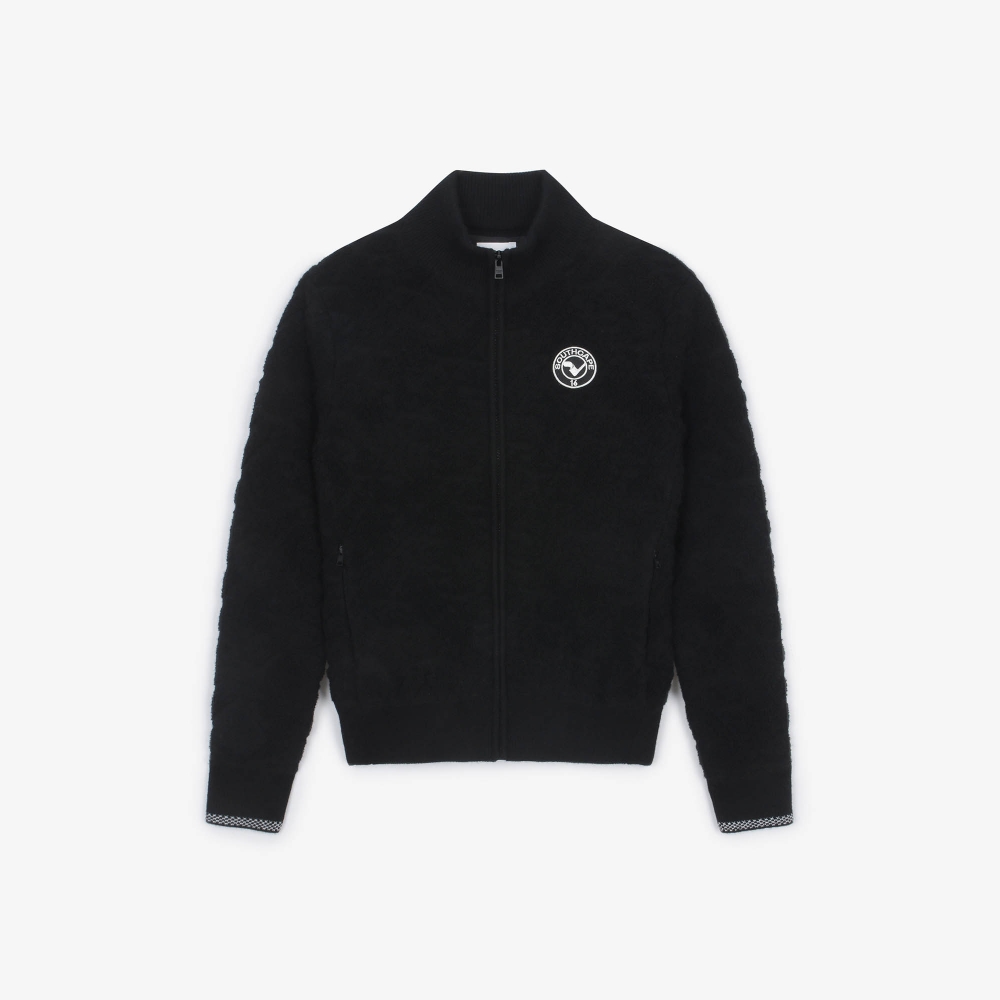 여성 볼란테 조직 니트 집업 가디건_블랙