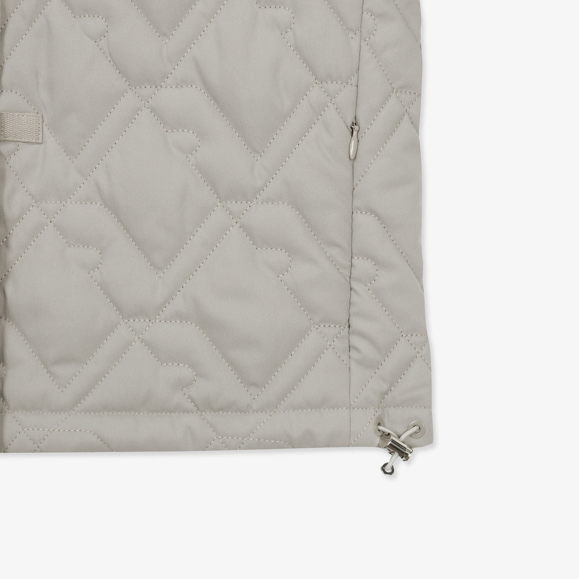 여성 볼란테 패턴 퀼팅 반팔 점퍼_세피아