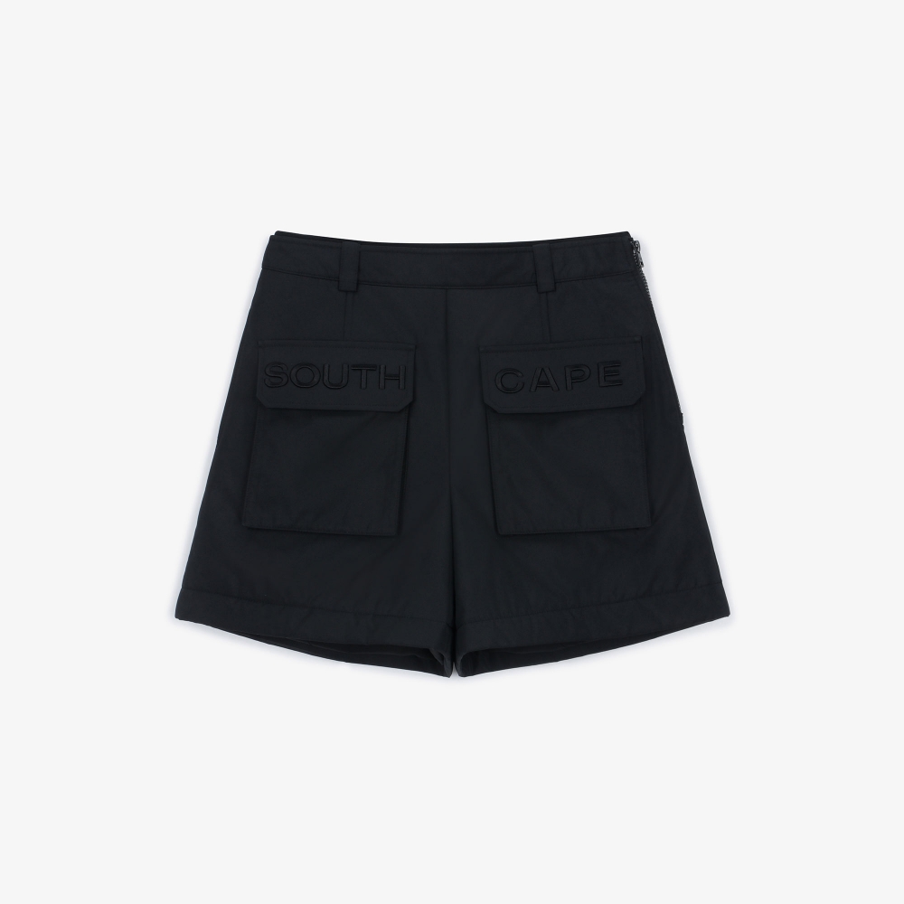 여성 빅 포켓 패딩 숏 팬츠_블랙