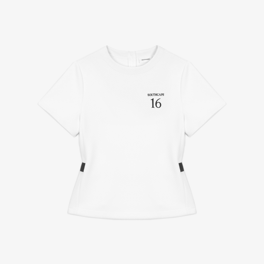여성 16 로고 자카드 티셔츠_화이트