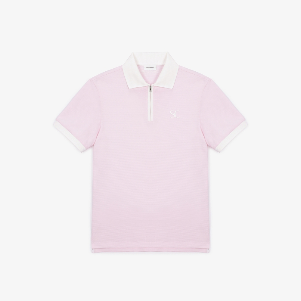 남성 하프 집업 칼라 티셔츠_라이트 핑크