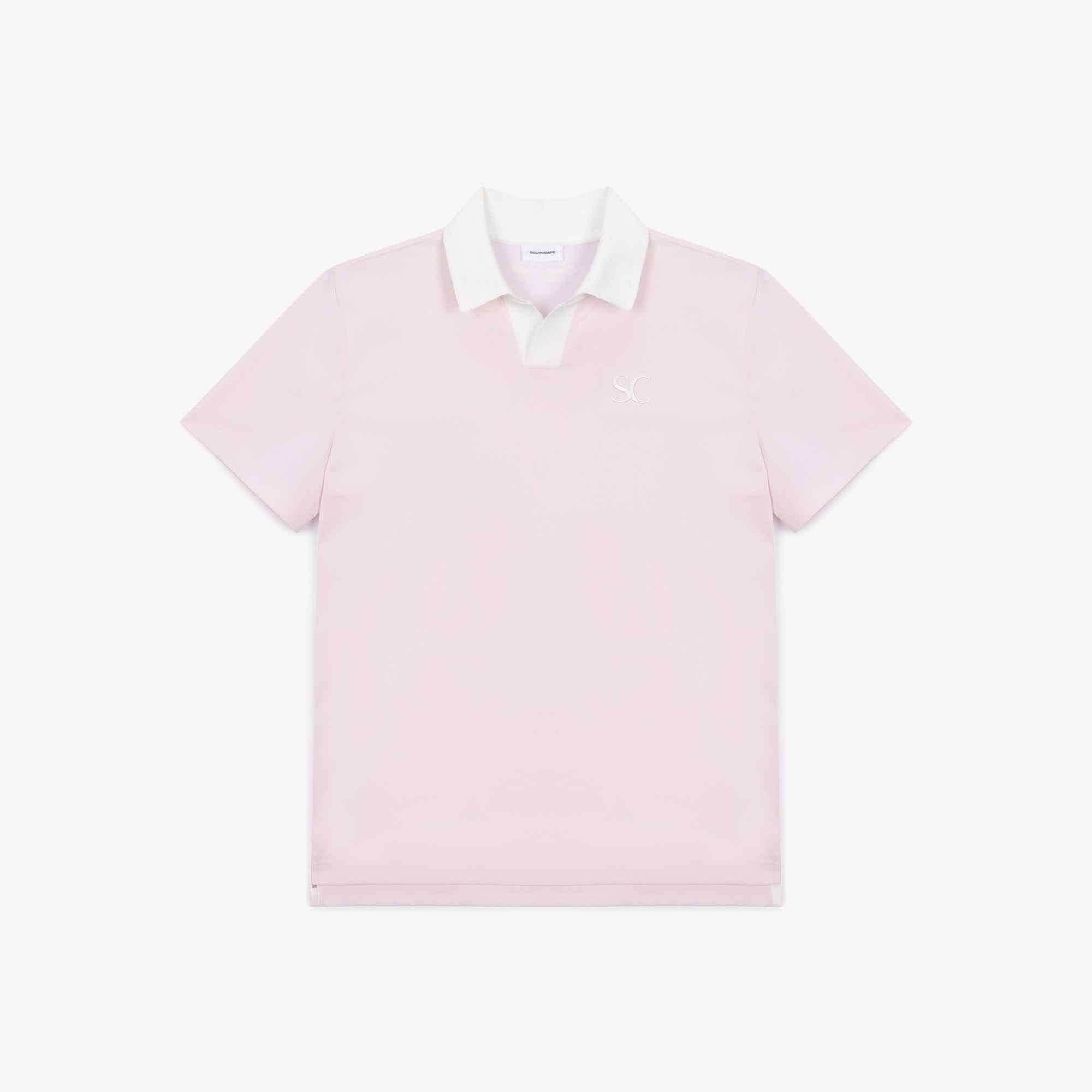 남성 오픈 칼라 반팔 티셔츠_라이트 핑크