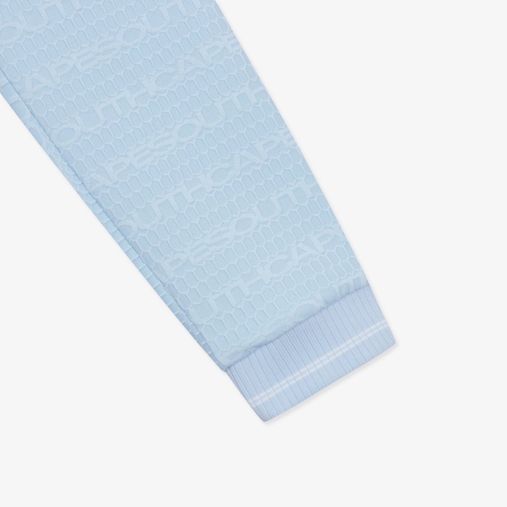여성 자카드 패턴 로고 긴팔 티셔츠_라이트 블루