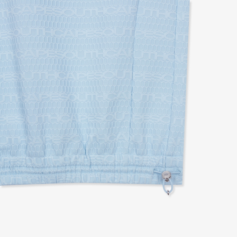 여성 자카드 패턴 로고 긴팔 티셔츠_라이트 블루