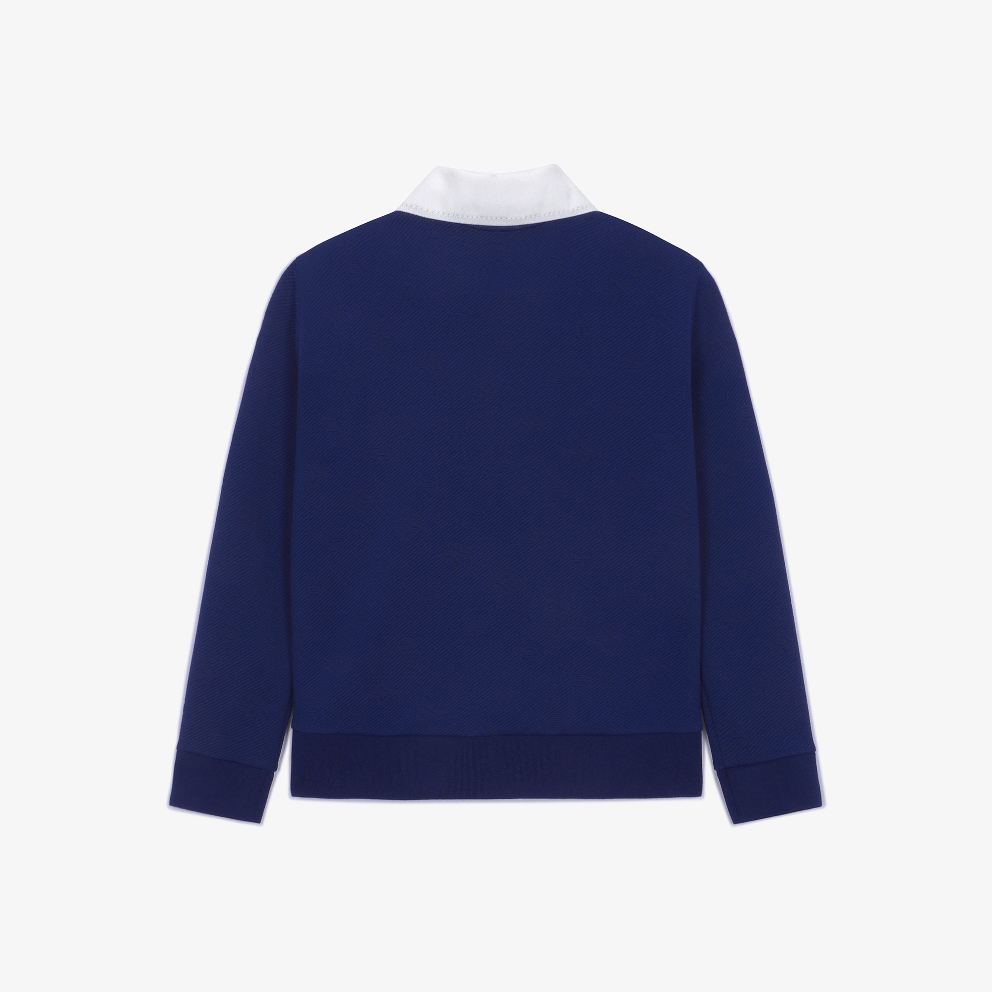여성 모노그램 패턴 자카드 긴팔 티셔츠_블루