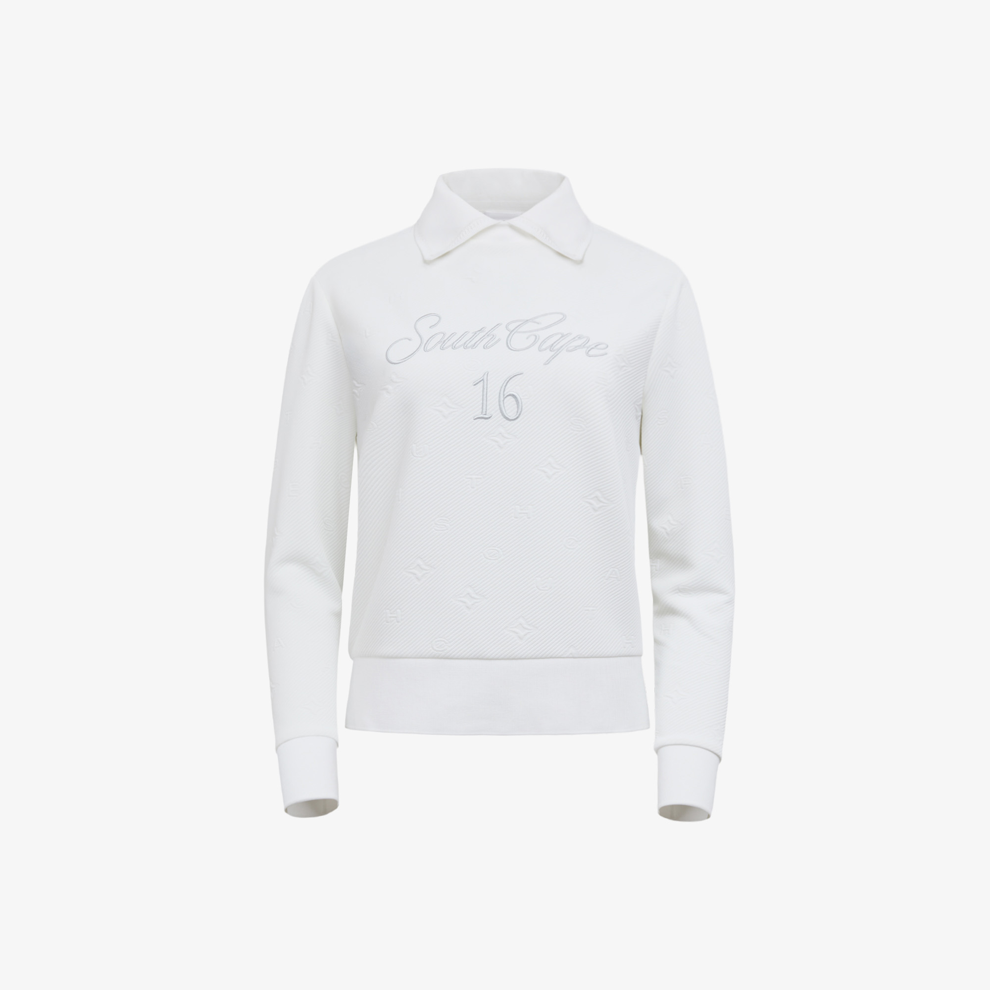 여성 모노그램 패턴 자카드 긴팔 티셔츠_화이트