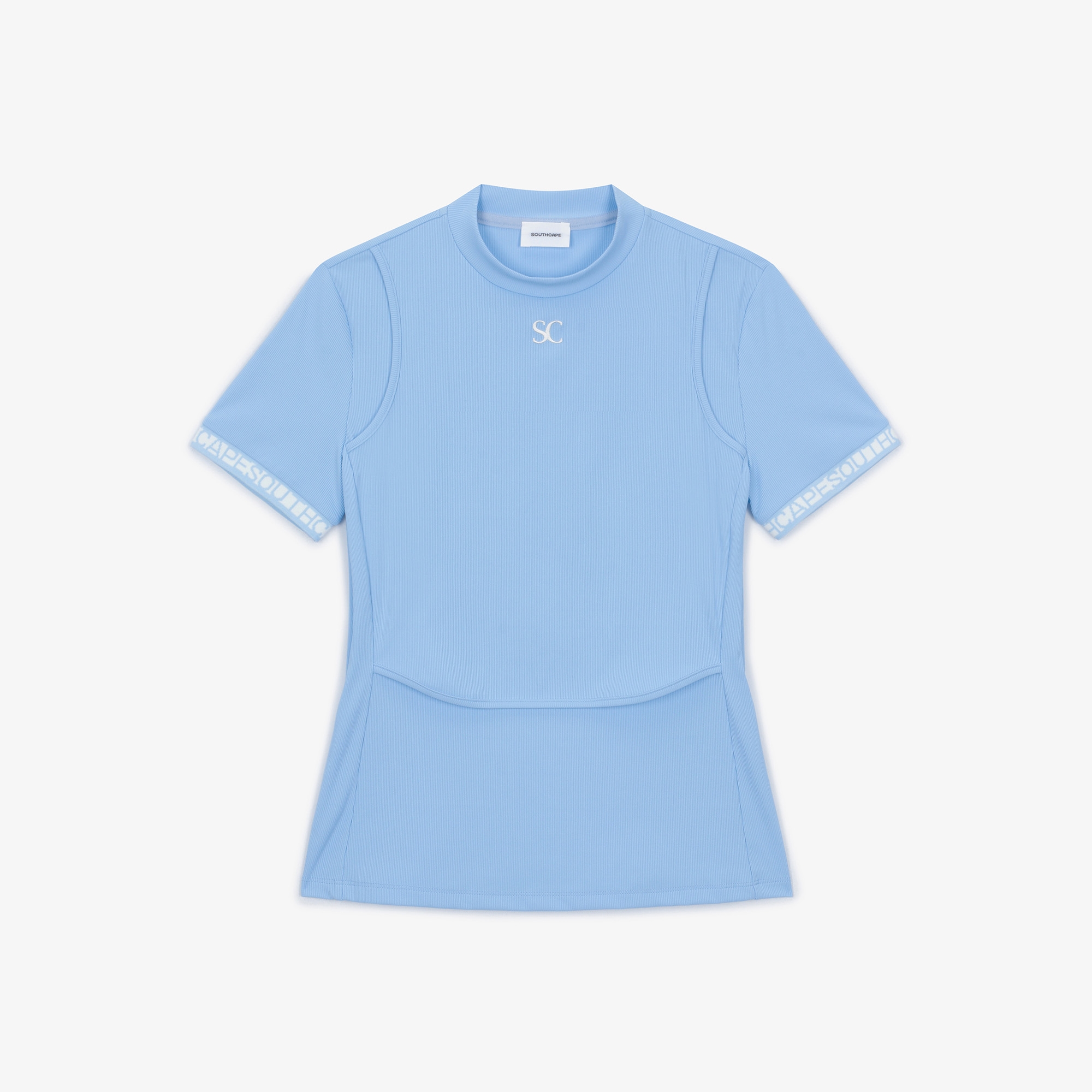 여성 골지 라운드넥 티셔츠_라이트 블루