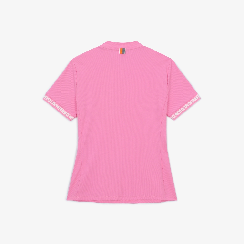여성 골지 라운드넥 티셔츠_핑크