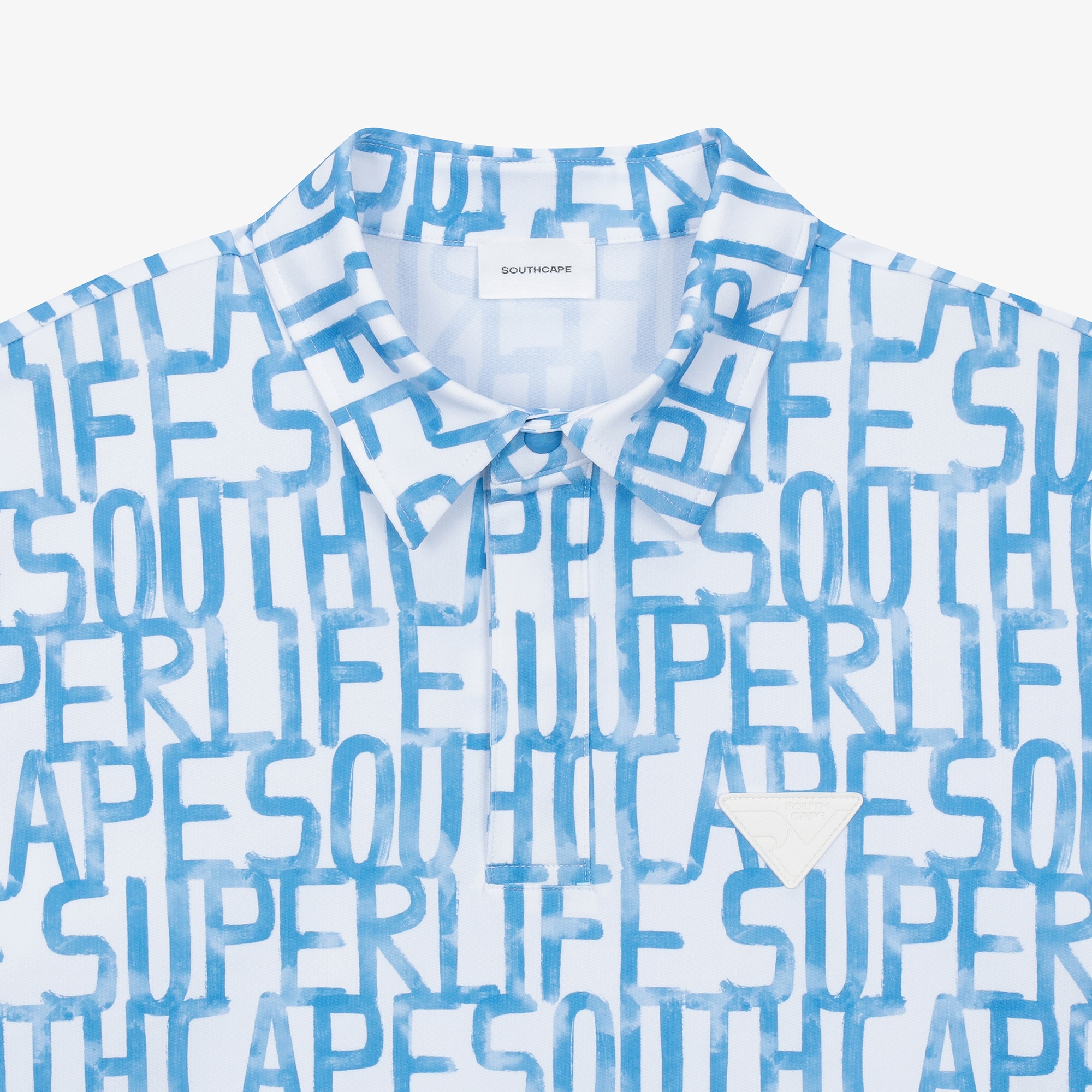 남성 24SS 드로잉 로고 패턴 반팔 티셔츠_블루