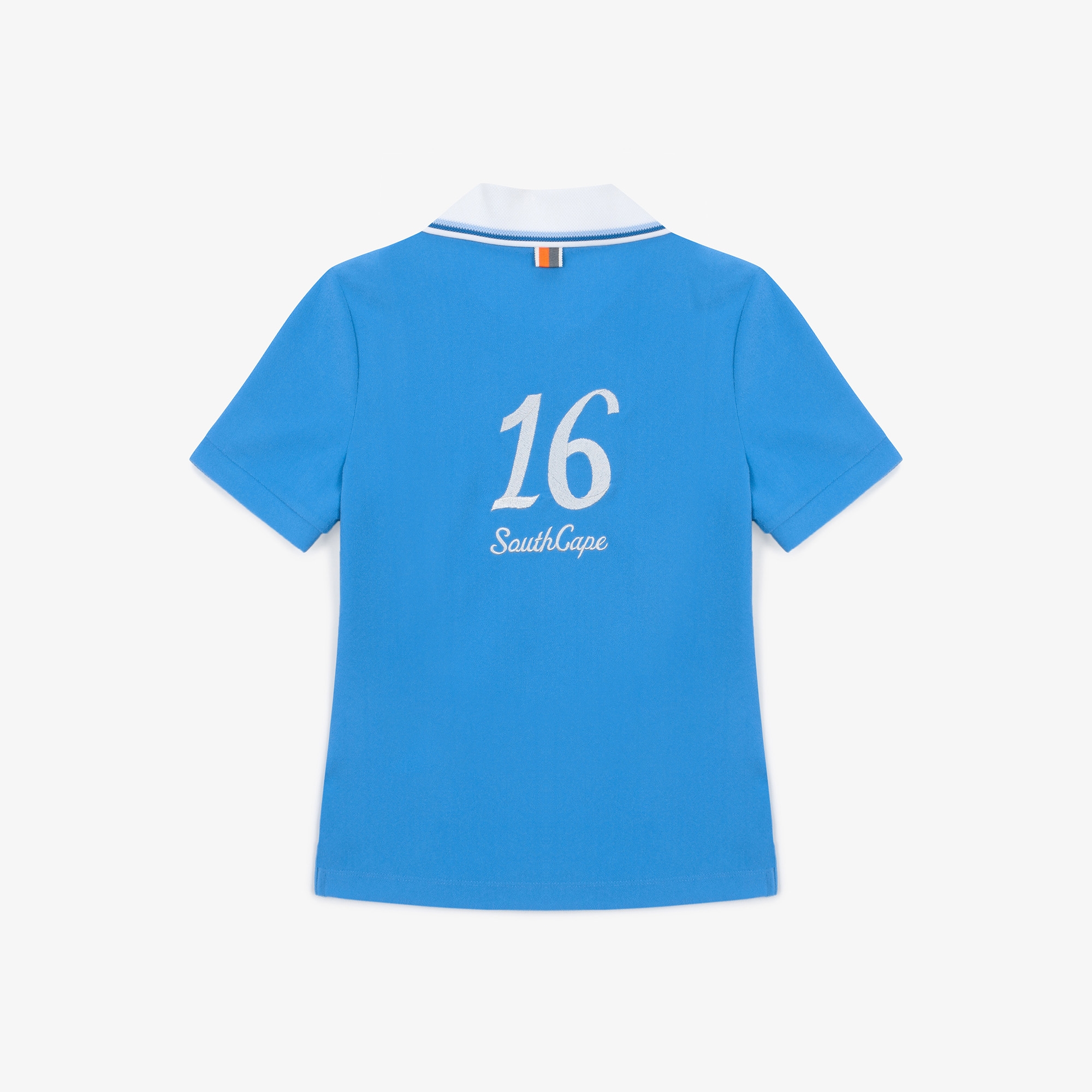 여성 16 로고 니트 칼라 티셔츠_블루