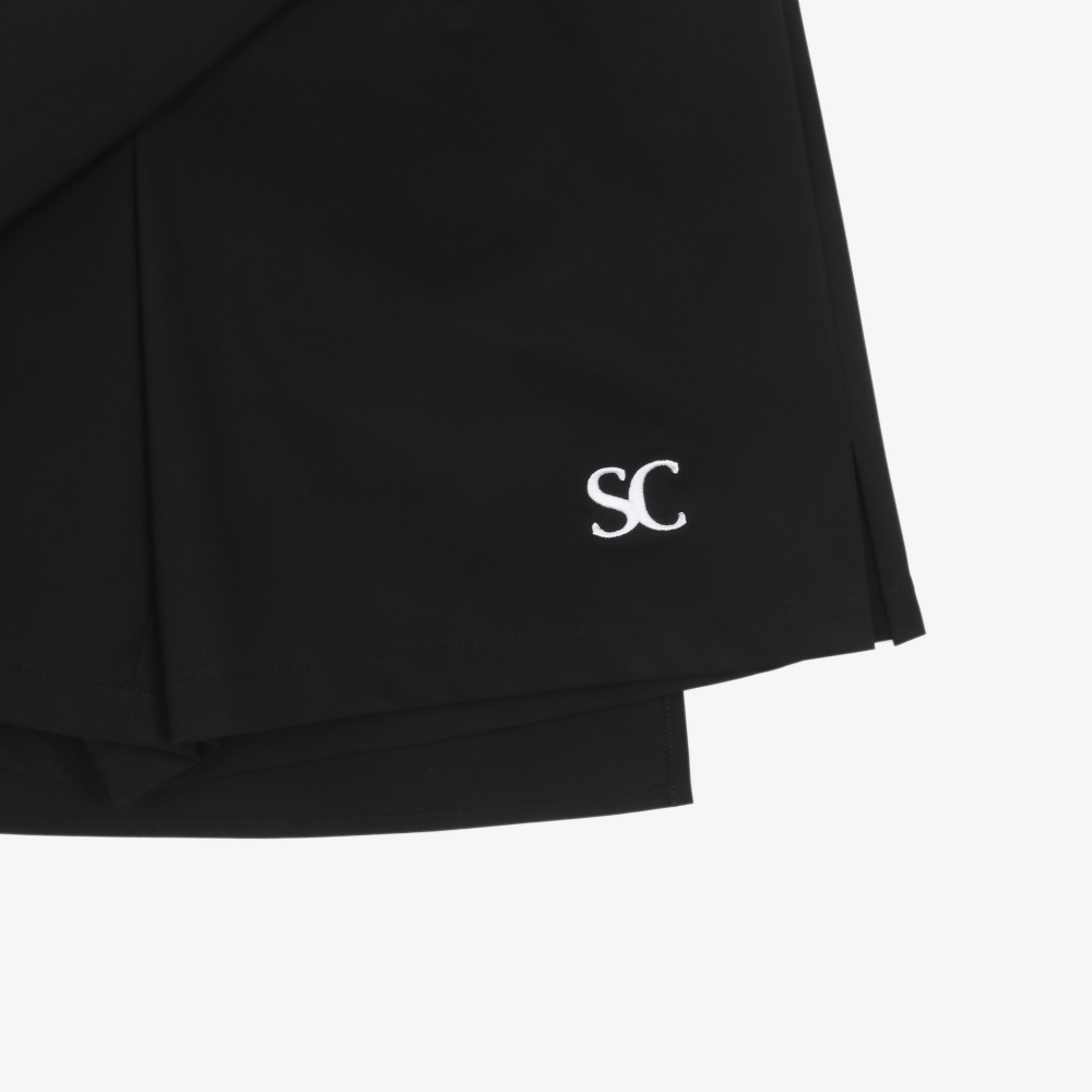 여성 SC 로고 벨트 백 팬츠_블랙