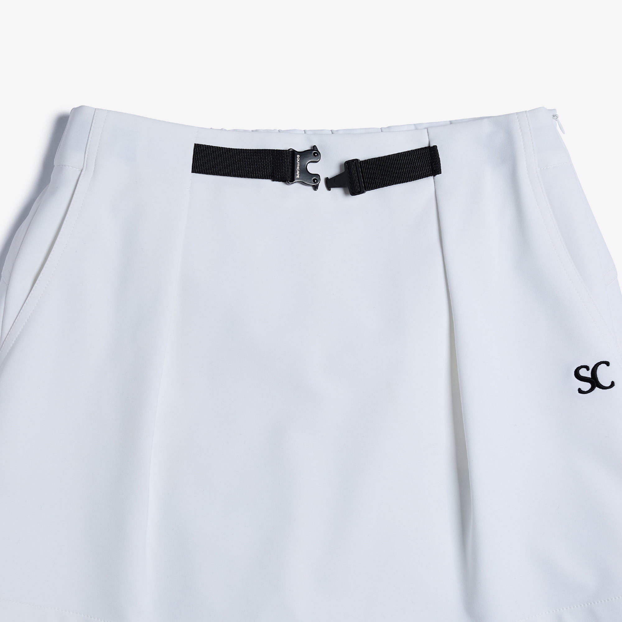 여성 SC 로고 벨트 H라인 스커트_화이트