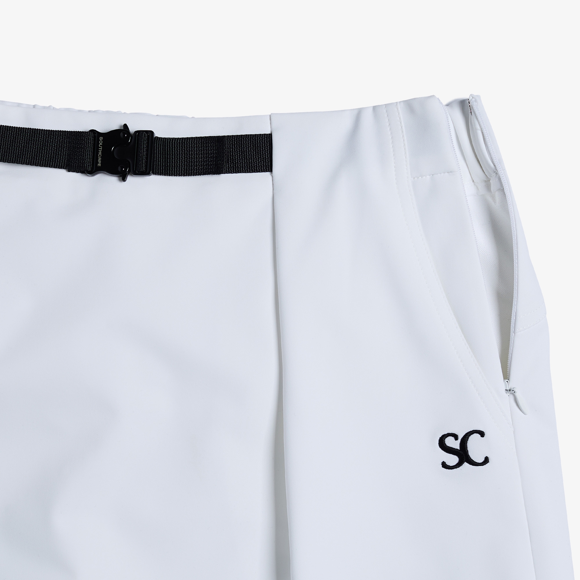 여성 SC 로고 벨트 H라인 스커트_화이트