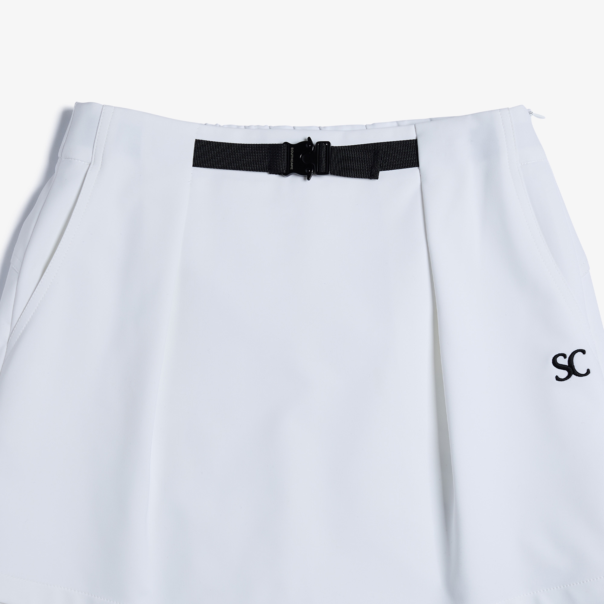 여성 SC 로고 벨트 H라인 스커트_화이트