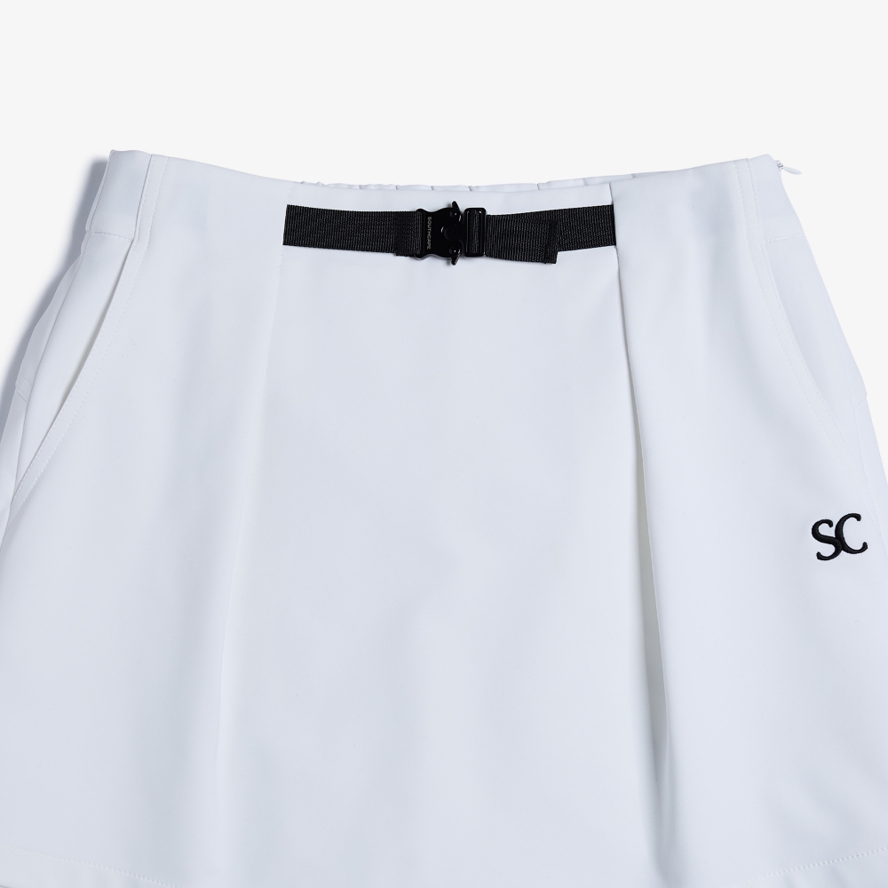 여성 SC 로고 벨트 H라인 스커트_화이트