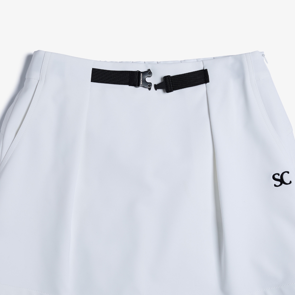 여성 SC 로고 벨트 H라인 스커트_화이트