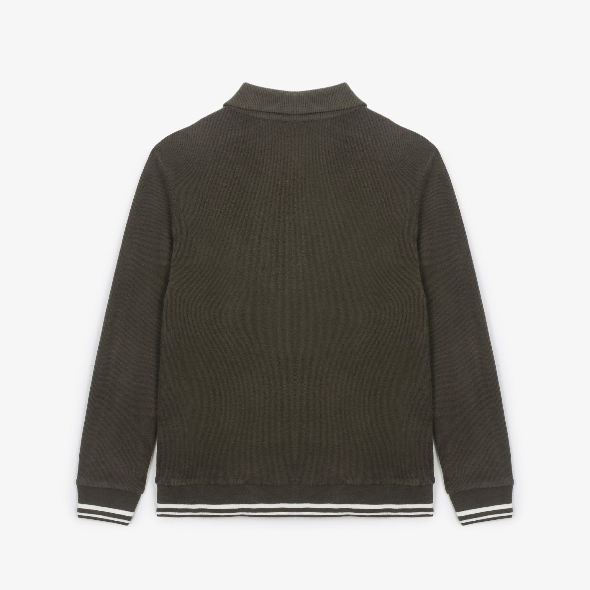 남성 하프 버튼 칼라 긴팔 티셔츠_세피아