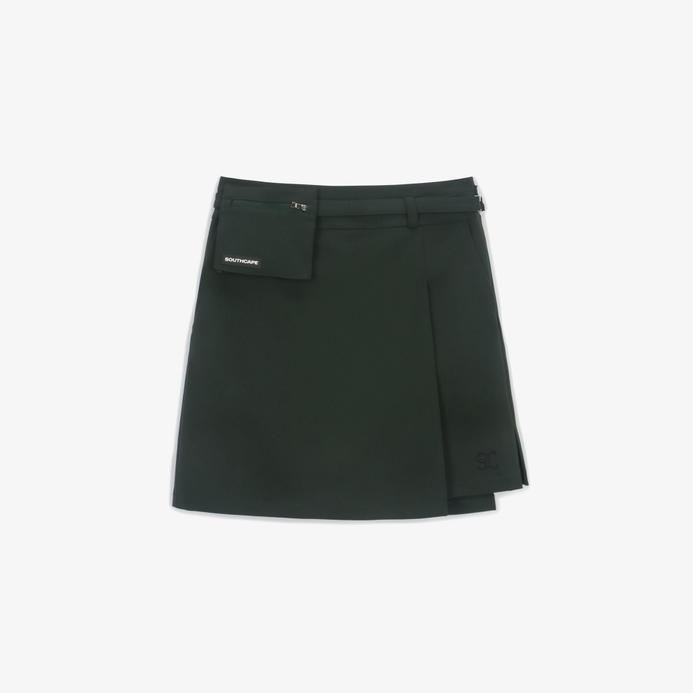 여성 SC 로고 벨트 백 랩 팬츠_다크 그린