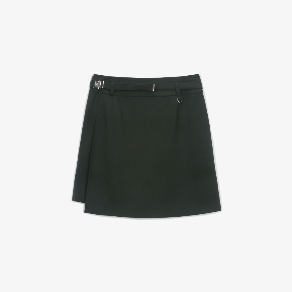 여성 SC 로고 벨트 백 랩 팬츠_다크 그린