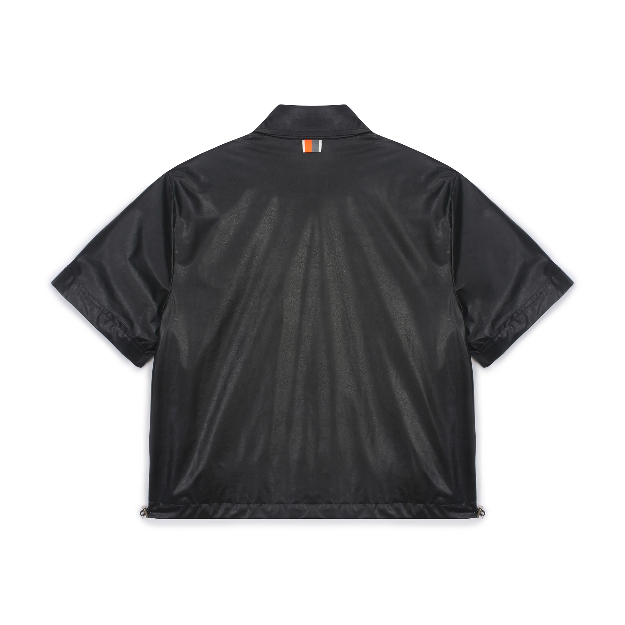 여성 에코 레더 반팔 점퍼_블랙