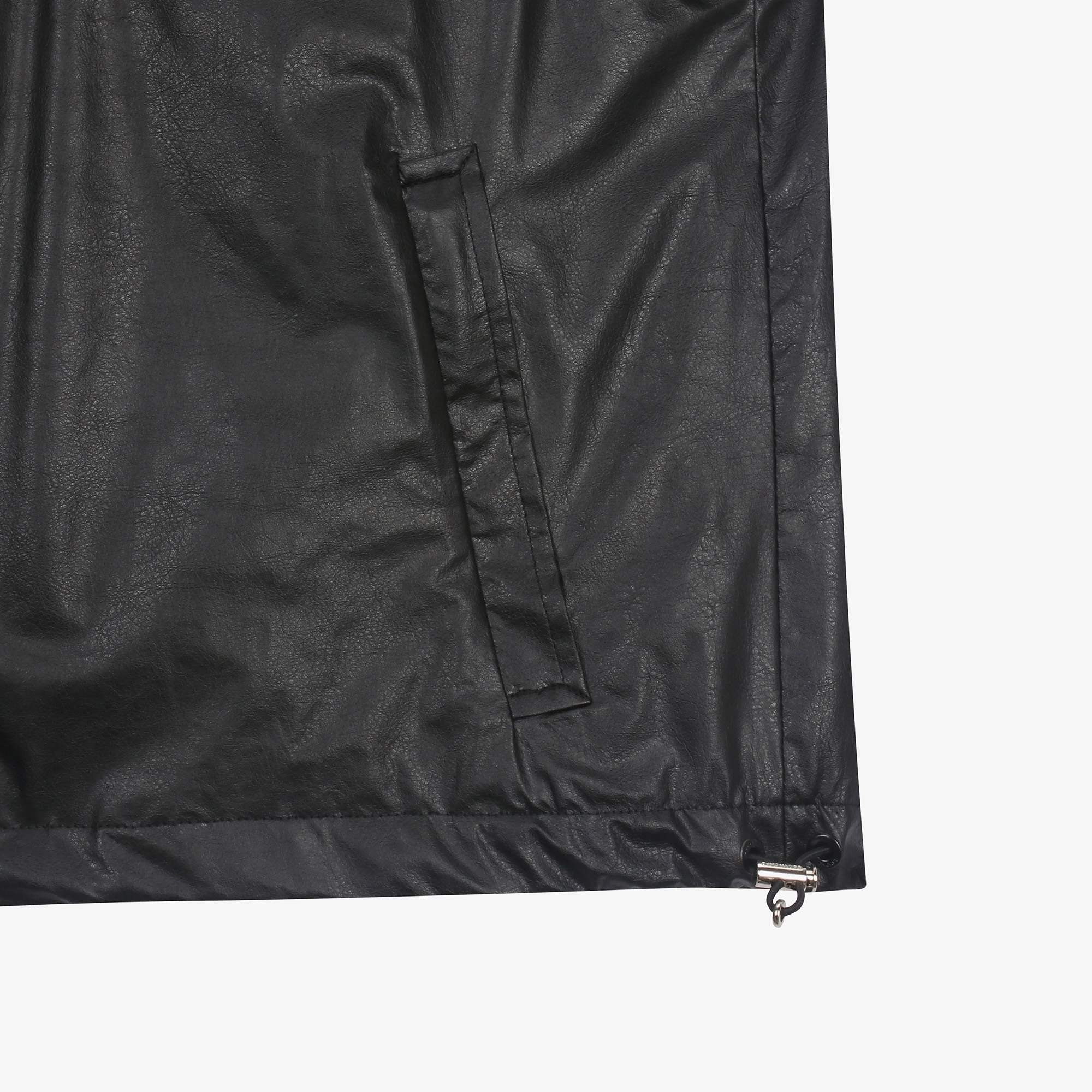 여성 에코 레더 반팔 점퍼_블랙