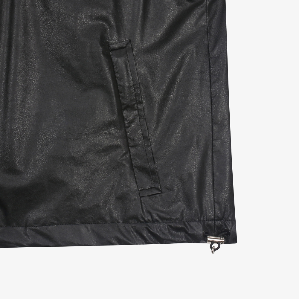 여성 에코 레더 반팔 점퍼_블랙