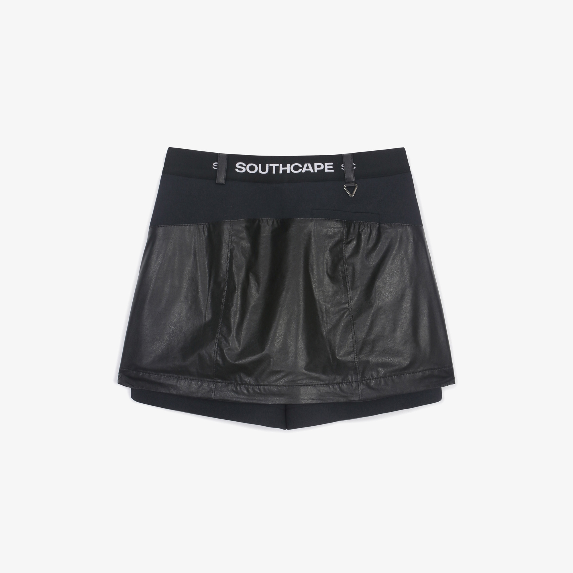 여성 에코 레더 히든 숏츠 스커트_블랙