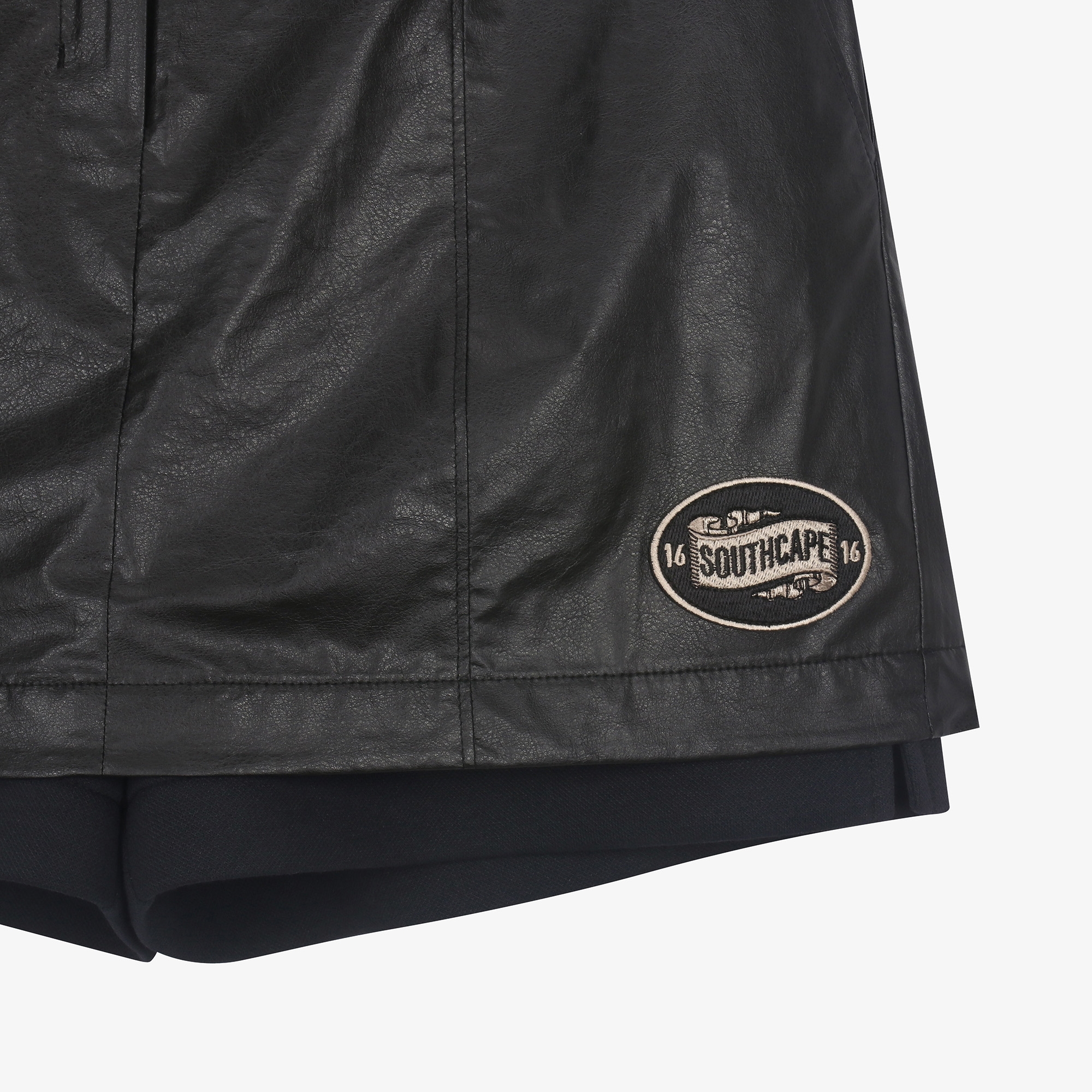 여성 에코 레더 히든 숏츠 스커트_블랙