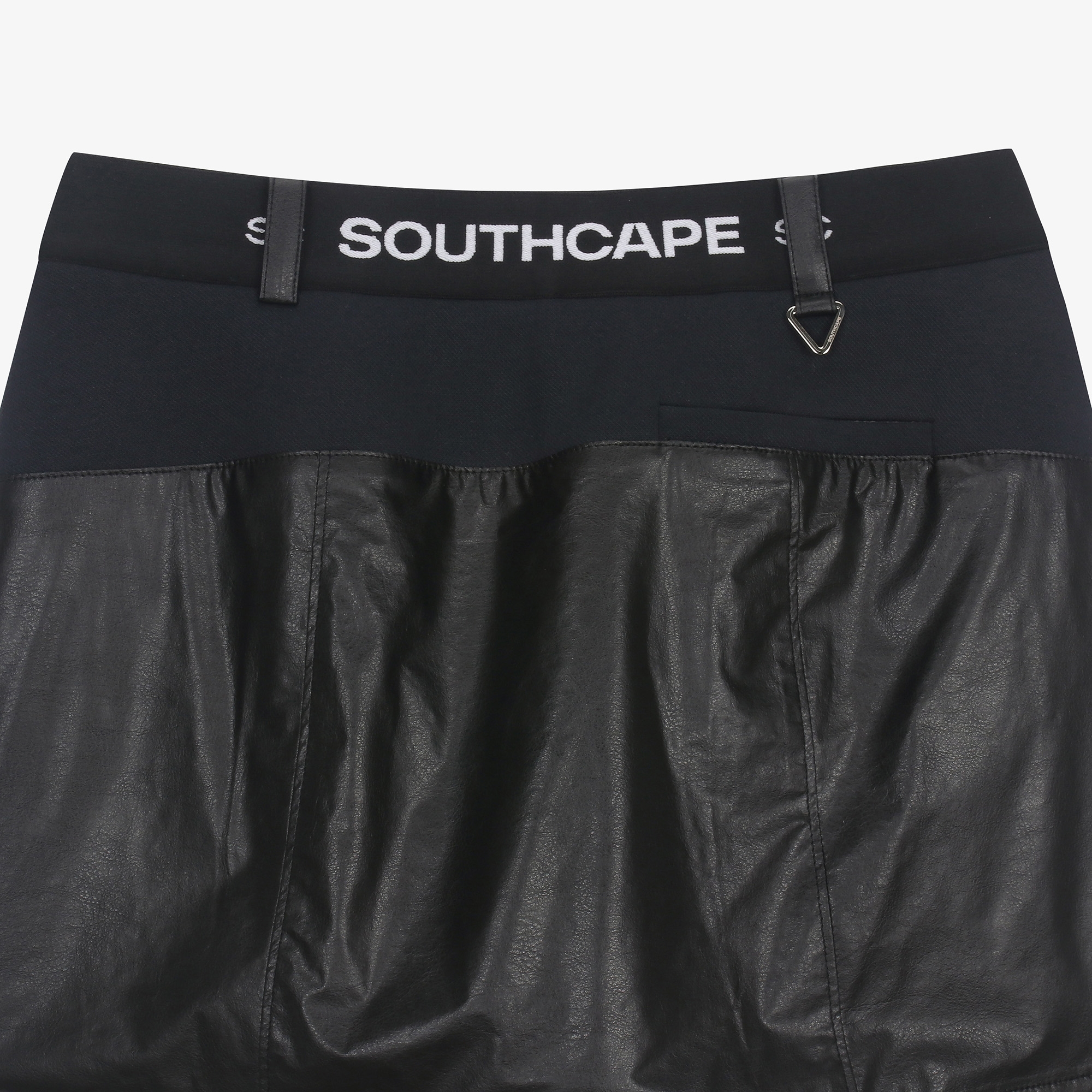 여성 에코 레더 히든 숏츠 스커트_블랙